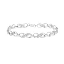 Exquisite Sterling Silver Prong Set Diamond Accent Infinity Link Bracelet - $108.00