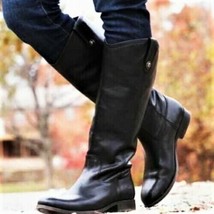 Frye Womens Sz 6.5 Melissa Button Boots Riding Tall Knee Black Leather Mexico - $98.99