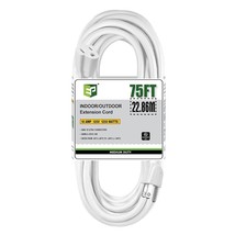 75 Ft Outdoor Extension Cord - 16/3 Sjtw Durable White Electrical Cable ... - £47.96 GBP