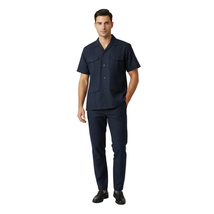 Men 2pc Stacy Adams leisure suit guayabera traditional matching Set 2201 Blue image 5