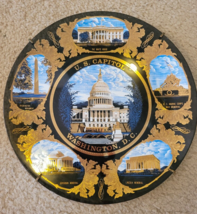 US CAPITOL Collector 10&quot; Dinner Plate Washington DC Black, Gold with hanger - $11.94