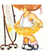 70s Little Girl Dance Wall Art Print 11x 14 inch Child Mirror Dress Lith... - $5.96