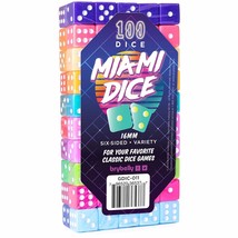 100-pack Miami Dice: Retro 80s 6-Sided Gaming Dice  16mm Bulk d6 Dice in Translu - £28.46 GBP