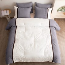 Comforter Set King Size 5 Pcs Handmade Pintuck Bedding Comforter Sets - £56.75 GBP