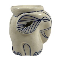 Vintage Porcelain Elephant Candle Wax Burner Cobalt Blue Trim Made In India - £14.26 GBP