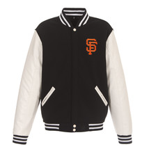 MLB San Francisco Giants Reversible Fleece Jacket PVC Sleeves 2 Front Logos JHD - £94.16 GBP