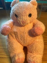 Ty Baby Plush Bear Rattle Light Pink 2000 Pillow Pal Stuffed Animal Toy 11&quot; - £18.16 GBP