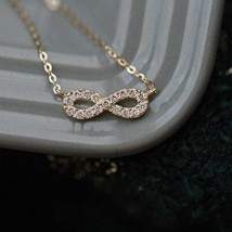 14ct Solid Gold Infinity Mask Necklace Delicate, Dainty, 14K Au585, sparkle - £165.89 GBP