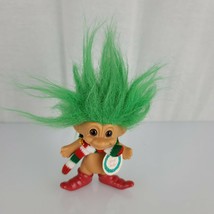 Vintage Merry Little Trolls Russ 3&quot; Christmas ELF Troll Santa&#39;s Elf Green Hair - £11.66 GBP