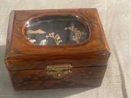 Vintage Chinese Lacquer Wooden, Trinket Box Cork Diorama, 4”L X  3” H X 2.5” W - £11.75 GBP