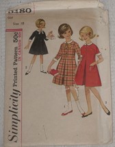 Simplicity Pattern 5180 Girl&#39;s Dress with Detachable Collar &amp; Cuffs Size 10 Vtg - £7.92 GBP