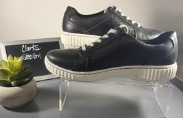 Women&#39;s Clarks Black Leather Comfort Sneaker Running Shoe Size 6m Caroli... - $40.00