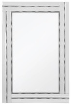 Accent Wall Mounted Princeton Beaded Frame Mirror - 24&quot;W x 36&quot;H, Silver - $180.31