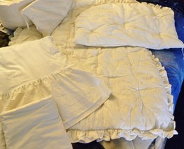 Vintage USA 5 PC Cotton Muslin damask NoJo Baby-Infant Crib Natural Bedd... - £95.03 GBP