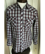 Wrangler Red White &amp; Blue Plaid Long Sleeve Snap Front Shirt Men’s L - £9.33 GBP