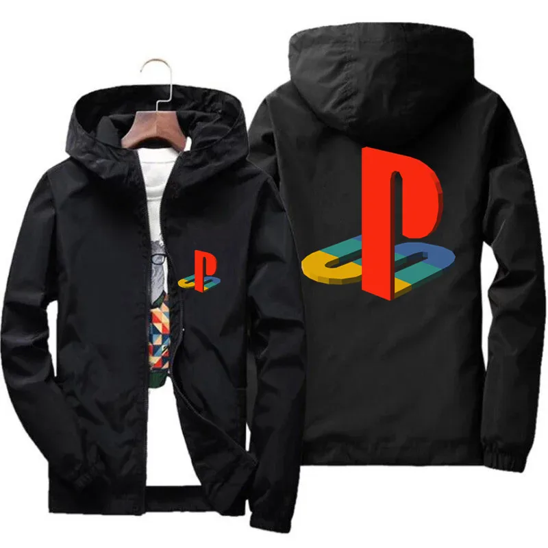 PS Men&#39;s Game Playstation Thin Windbreaker Zipper Thin Hooded Coat Slim Fit Outd - £113.62 GBP