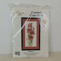 Vintage Golden Bee Counted Cross Stitch Kit 60445 Poppies 7&quot; x 16&quot; From ... - £9.31 GBP