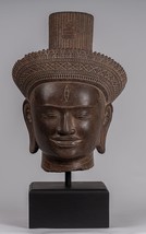 Antico Koh Ker Stile Khmer Beige Shiva Testa Statua - Il Destroyer - 54c... - $5,174.77