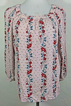 Old Navy Womens Top Small Floral Multicolor Portrait Mauve Vertical 3 4th Sleeve - £11.95 GBP