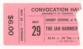 JAN HAMMER GROUP May 1977 Toronto, Canada TICKET STUB Convocation Hall - $15.99