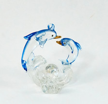Ornament/Display Mini Blue Dolphins Figurine Jumping Out Of The Water 3.... - £11.96 GBP