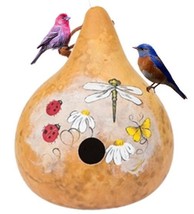 LADYBUGS DRAGONFLY &amp; FLOWERS BIRDHOUSE - Amish Hand Painted Gourd - $53.99