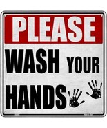 Please Wash Your Hands Novelty Metal Square Sign - £17.54 GBP