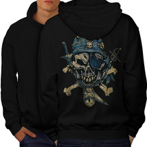 Pirate Skeleton Skull Sweatshirt Hoody Crossbones Men Hoodie Back - £16.83 GBP