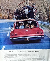 Volkswagen Station Wagon Family dog bikes-1965 Vintage Print Ad - $223.90 MXN