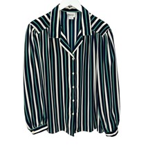 90&#39;s Vintage Leslie Fay Haberdashery Striped Button Down Blouse Size 20 ... - £19.42 GBP