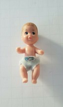 Vintage 1973 Mattel Barbie Baby Boy Blue Eyes Blonde Hair Blue Diaper 2.75" tall - $14.99