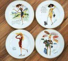 Set of Four SAKURA Fashion Plates GLAMOUR GIRLS Dessert Salad Stoneware - £15.90 GBP