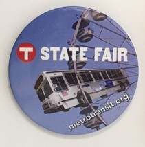 Metro Transit T State Fair Button Pin Bus on a Ferris Wheel 3&quot; Unique - $13.00