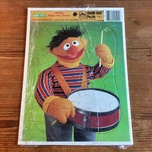 Sesame Street Ernie Plays The Drum Frame-Tray Puzzle Educational Toy 1986 - $8.00