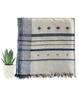 ISHAN | Organic Cotton Throw | White with Indigo | Cotton Sofa throw - $199.00