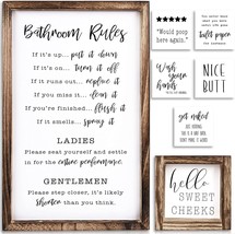 Farmhouse Bathroom Decor Set Of 2 - Funny Interchangeable Wall Signs That Will - £27.15 GBP