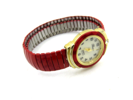 Vintage Ronica Red Womens Wristwatch Stretch Band - $12.37