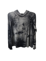 Anthropologie Hoodie M Soft Stretch Black Gray Tie Dye Top Lightweight  ... - $16.08