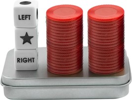 Left Right Center Dice Game Set with 3 Dices 40 Red Chips Red - £11.20 GBP