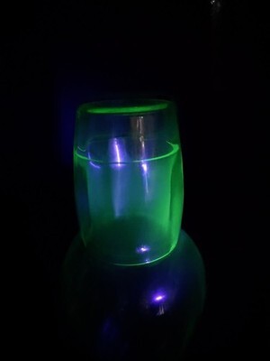Vintage Green Depression Uranium Glass Decanter & Cup - GLOWS & NO CHIPS Item image 6