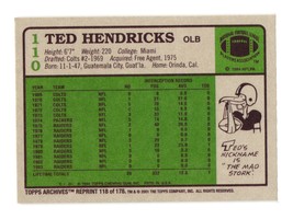 1984 Topps #110b Ted Hendricks Los Angeles Raiders - £1.56 GBP