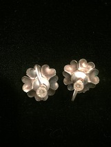 Vintage 50s golden rose screw back earrings image 4