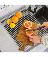 Portable Stainless Steel Roll Up Sink Rack Multifunctional Dish Drainer - £11.81 GBP+