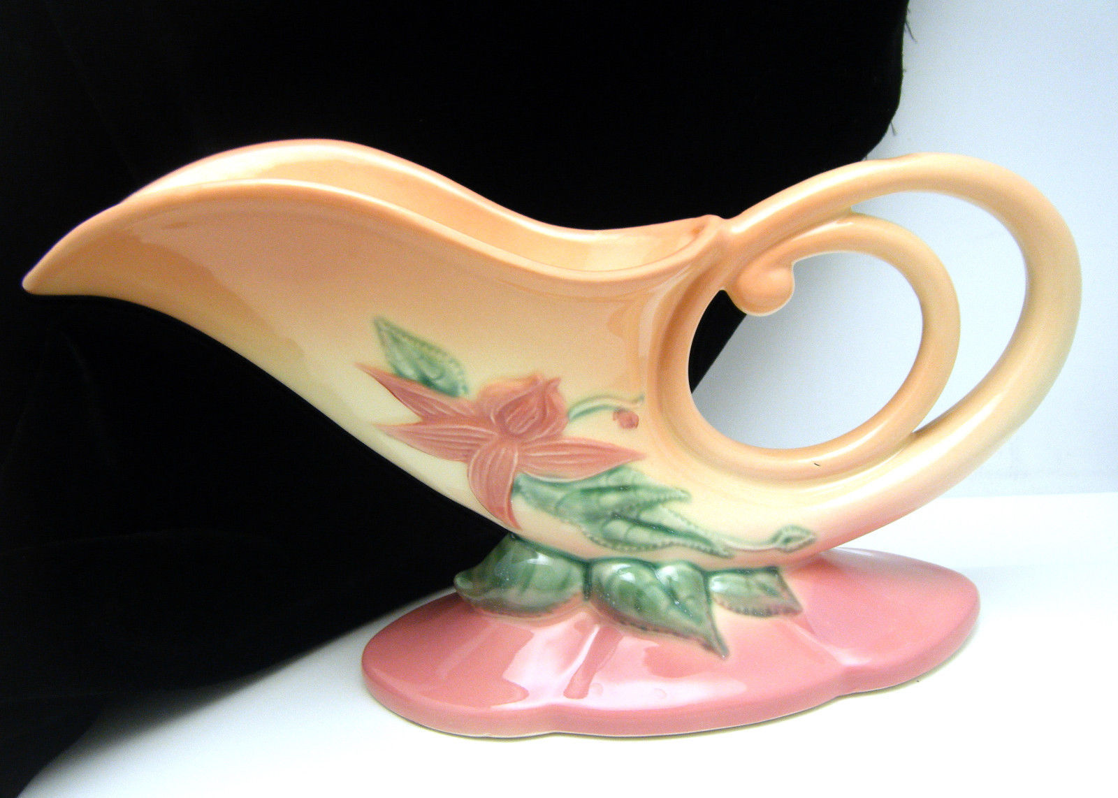 HULL Pottery Woodland Cornucopia Vase W10 11" Pink - $94.22