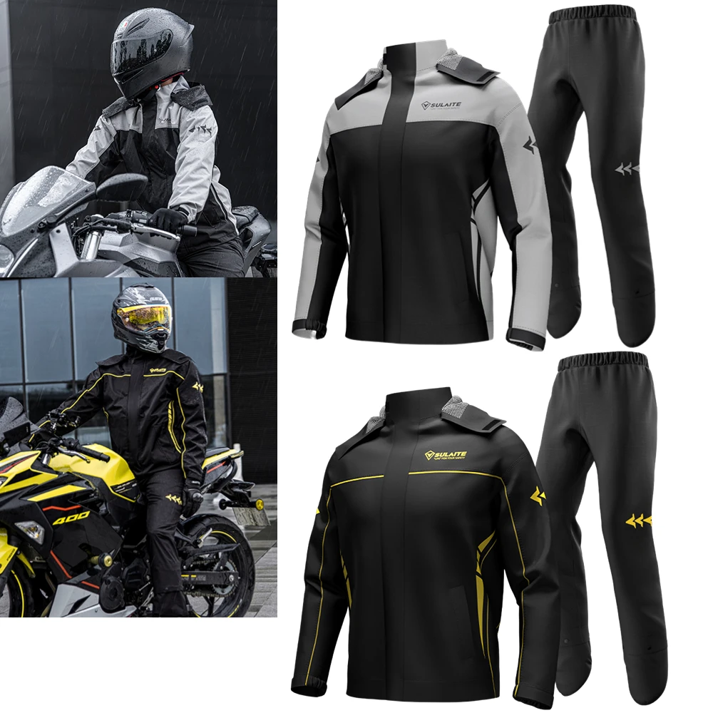SULAITE Motorcycle Rain Suit Waterproof Raincoat+Rain Pants Poncho Rain Jacket - £52.89 GBP+
