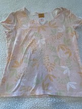 Ruby Rd Floral Short Sleeve Peach Shirt Size L - €10,42 EUR