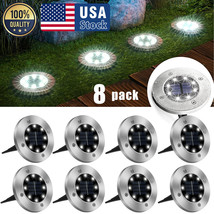 8-Pack Solar In Ground Lights Outdoor Buried Lamp Disk Led Lawn Pathway Garden - £36.76 GBP