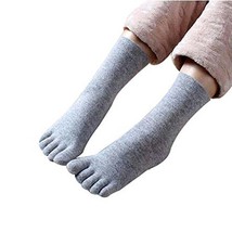 PANDA SUPERSTORE Gray Winter Comfortable Middle Tube Five Finger Socks Athletic 