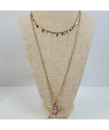 Vintage Natural Druzy Pendant Chain Necklace 21 Inch + Multi Strand - £9.33 GBP