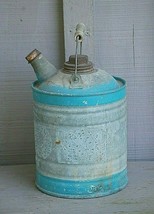 Vintage Blue 1 Gal. Galvanized Tool Metal Kerosene Can Garage Rat Rod Man Cave - £31.64 GBP